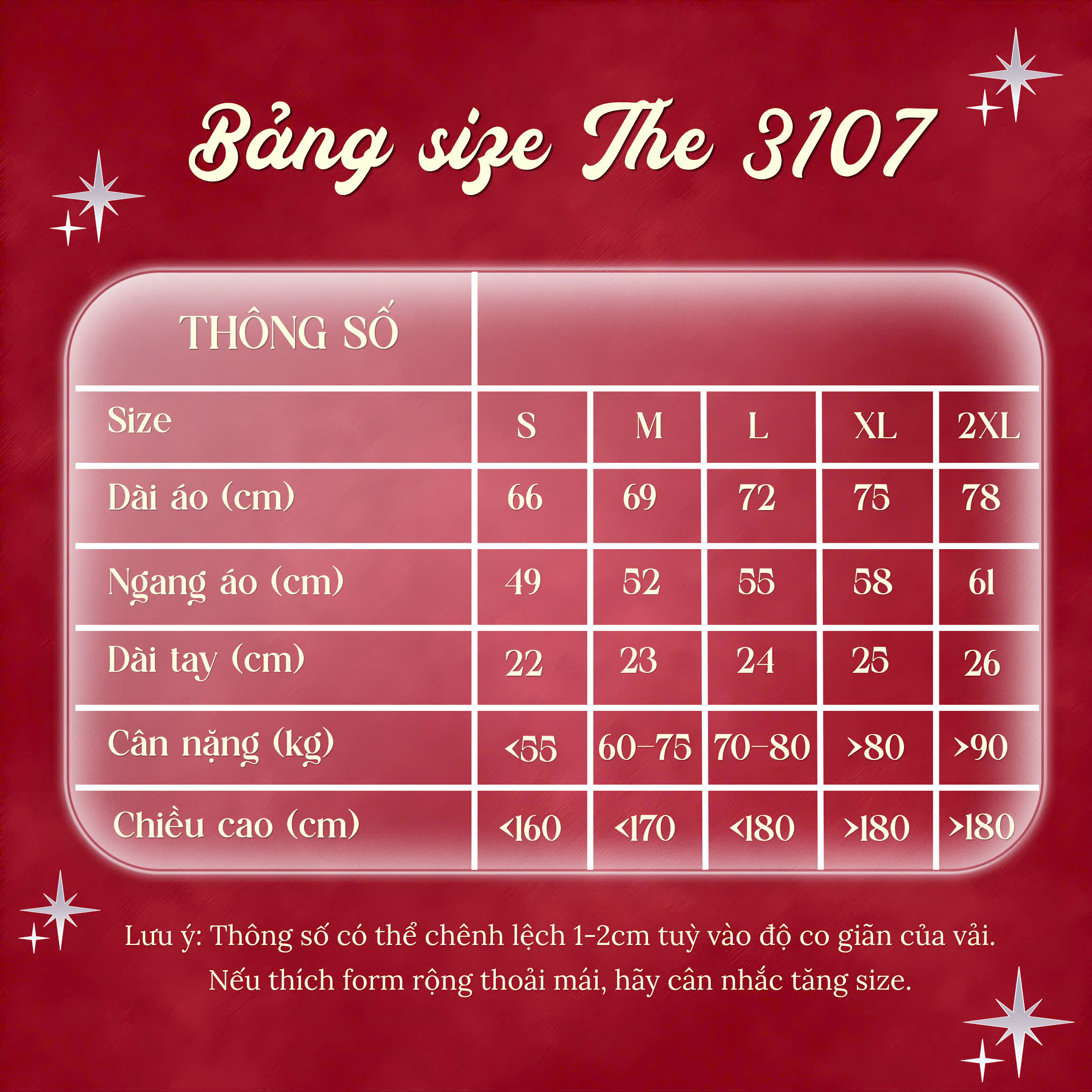 bảng size